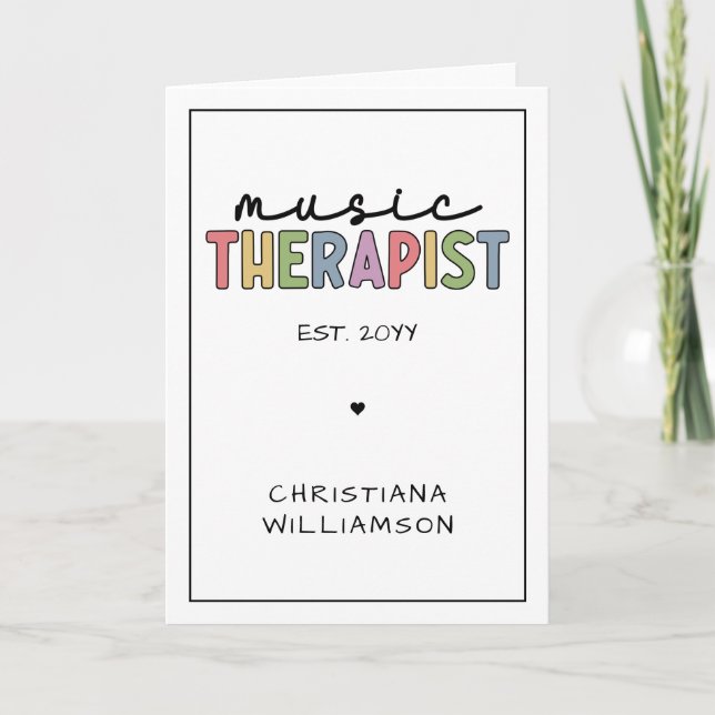 Custom Music Therapist Music Therapy Graduation Card (Front)