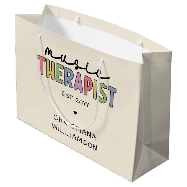 Custom Music Therapist Music Therapy Graduation Large Gift Bag (Back Angled)