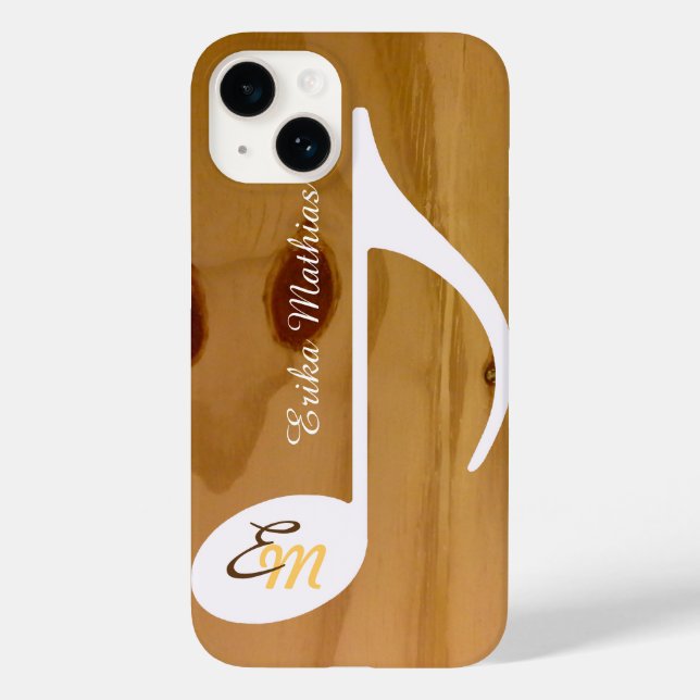 Custom musical note on wood, rustic Case-Mate iPhone case (Back)