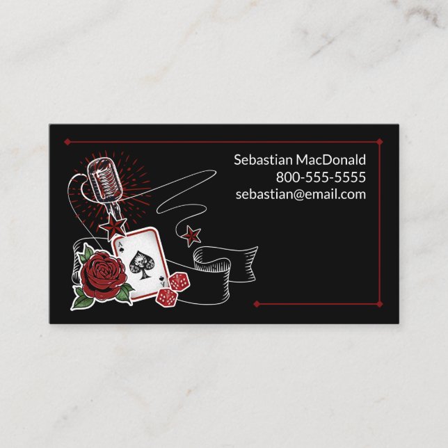 Custom Musician Rockabilly Music Rock & Roll Business Card (Front)