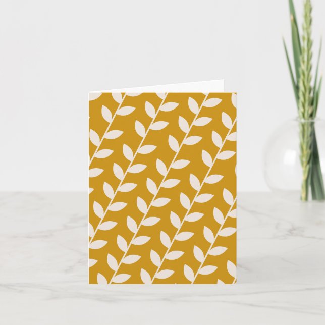 Custom Mustard 70s Retro Leaf Pattern  Card (Front)