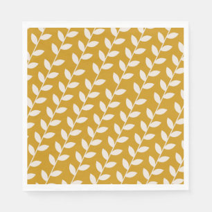 Custom Mustard 70s Retro Leaf Pattern  Napkin