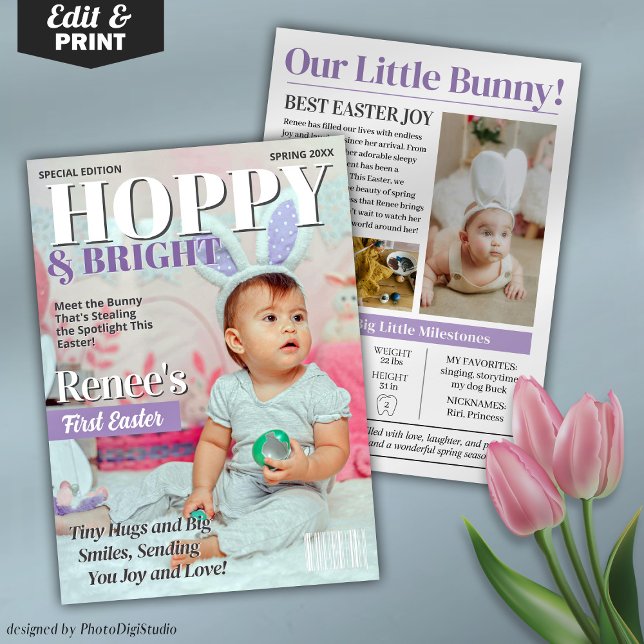 Custom My First Easter Card, Magazine Cover Card (Personalized Easter Card, My First Easter Card, Magazine Cover Card)