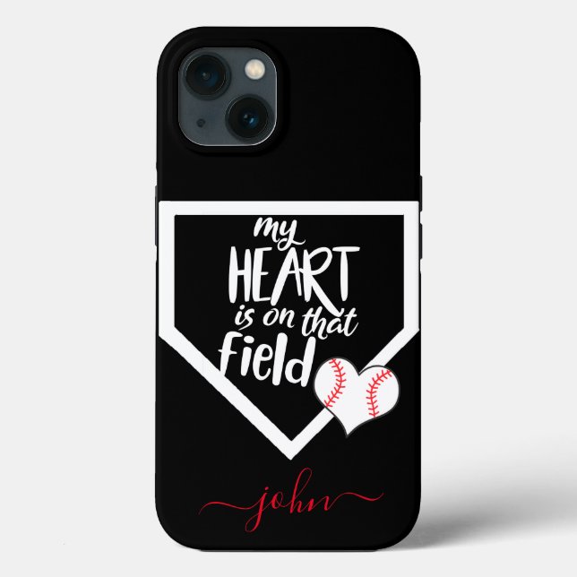 Custom MY HEART IS ON THAT FIELD Mum Baseball 12 Case-Mate iPhone Case (Back)