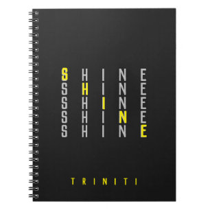 Custom My Name Shine Repeat Pattern Bright Yellow Notebook