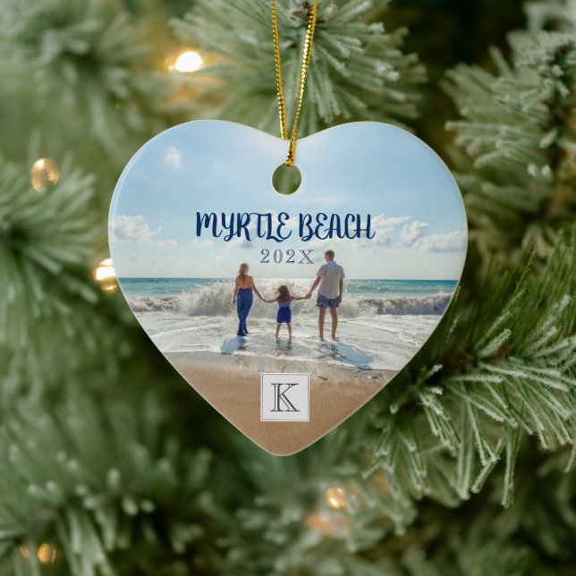 Custom Myrtle Beach Change to Any Beach Souvenir Ceramic Ornament (Tree)