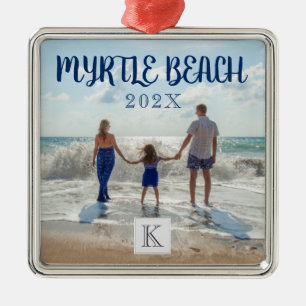 Custom Myrtle Beach Change to Any Beach Souvenir Metal Ornament