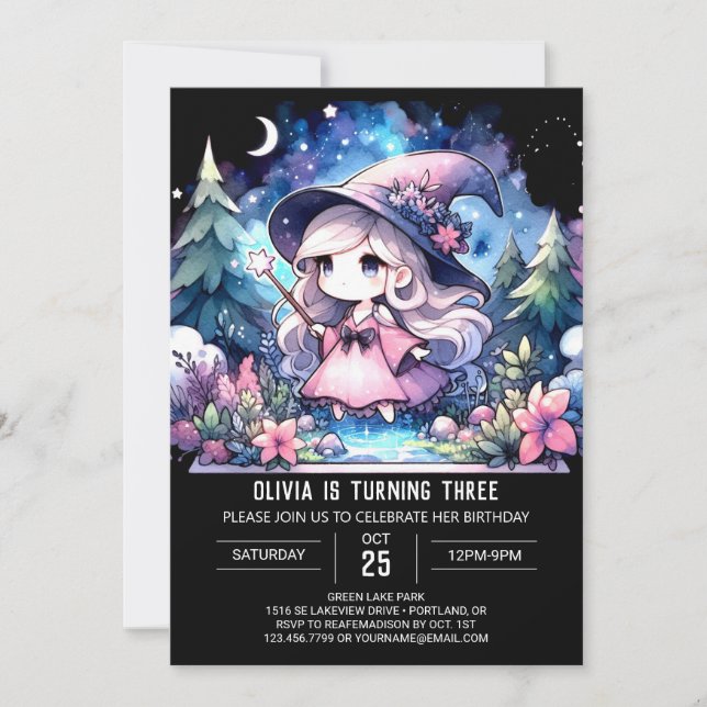 Custom Mystical Wizard Birthday Invitation (Front)