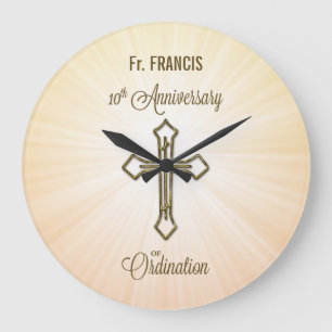 Custom Name, 10th Anniversary of Ordination Large Clock