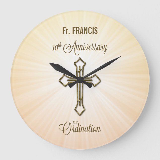 Custom Name, 10th Anniversary of Ordination Large Clock (Front)