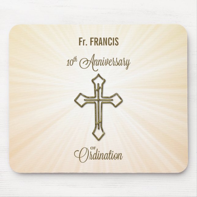 Custom Name, 10th Anniversary of Ordination Mouse Pad (Front)