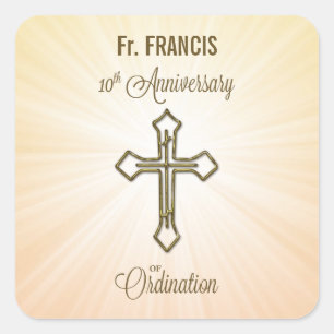 Custom Name, 10th Anniversary of Ordination Square Sticker