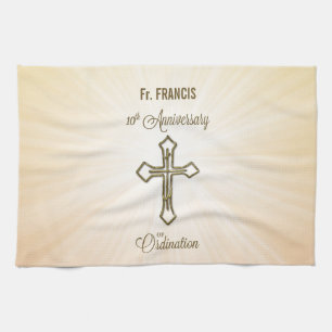Custom Name, 10th Anniversary of Ordination Tea Towel
