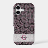 Custom Name 1920s Dusky Rose Floral Fronds Mandala