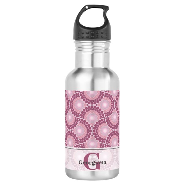 Custom Name 1920s Radiant Dusky Rose Dot Mandala 710 Ml Water Bottle (Front)