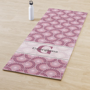 Custom Name 1920s Radiant Dusky Rose Dot Mandala Yoga Mat
