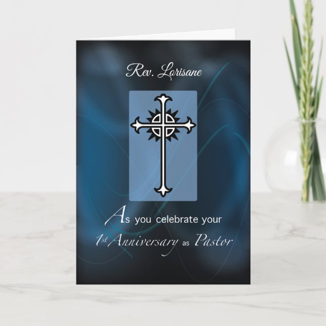 Custom Name 1st Anniversary Pastor Card (Front)