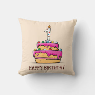 Custom Name, 1st Birthday, Sweet Pink Cake Cushion