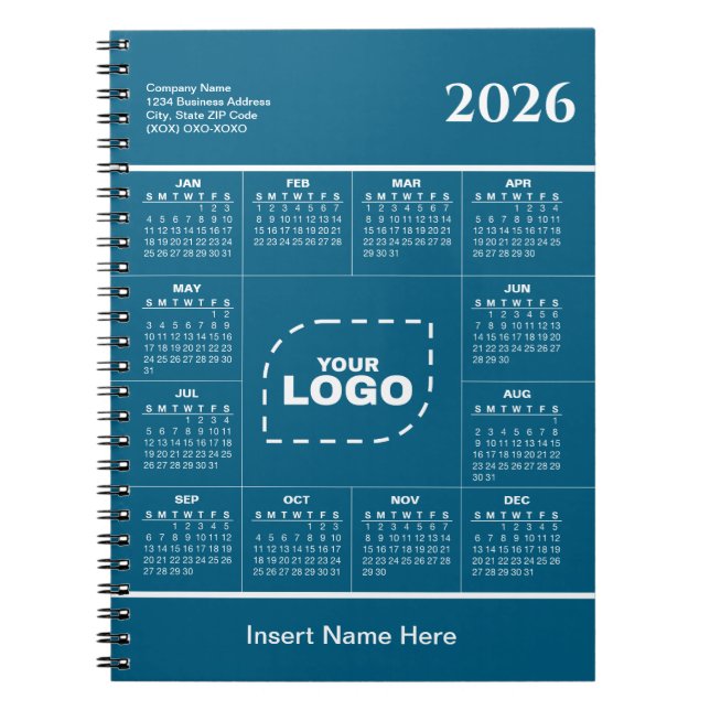 Custom Name 2026 Calendar Business Logo Notebook (Front)