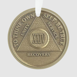 Custom Name 24 Year Sober Anniversary Medallion Ornament