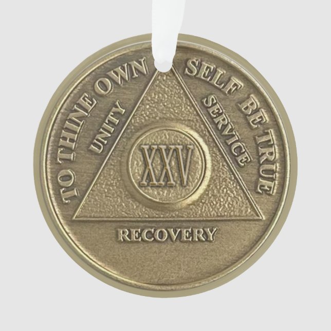 Custom Name | 25 Year Sober Anniversary Medallion Ornament (Front)