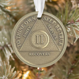 Custom Name 2 Year Sober Anniversary Medallion Ornament