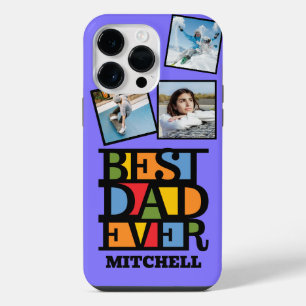 Custom Name & 3 Photos BEST DAD EVER iPhone 14 Pro Max Case