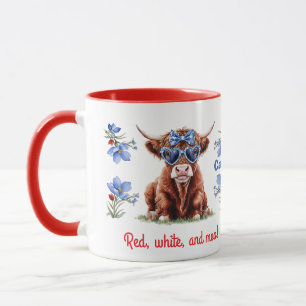 Custom Name 4th of July Floral Funny Bow Mug