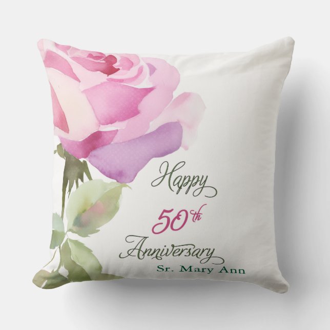Custom Name 50th Anniversary Catholic Jubilee Nun Cushion (Front)