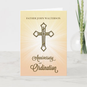 Custom Name, 5th Anniversary of Ordination, Gold C Card