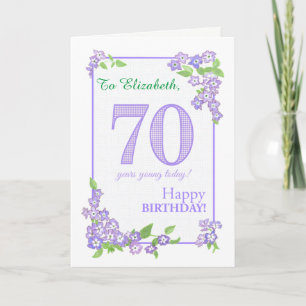 Custom Name 70th Birthday with Phlox Flowers Card