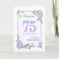 Custom Name 75th Birthday with Phlox Flowers Card