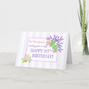 Custom Name 95th Birthday with Summer Flowers Card