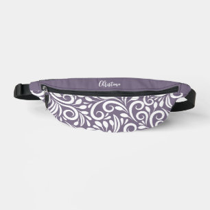 Custom Name Abstract Floral Elegant Purple Cute Bum Bags