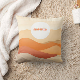 Custom Name Abstract Landscape Illustration Cushion