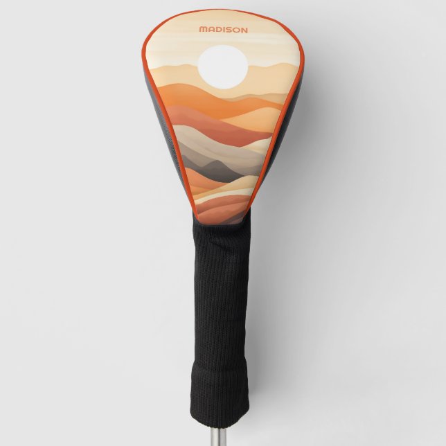 Custom Name Abstract Landscape Illustration Golf Head Cover (Front)