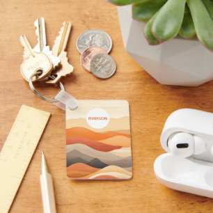 Custom Name Abstract Landscape Illustration Key Ring