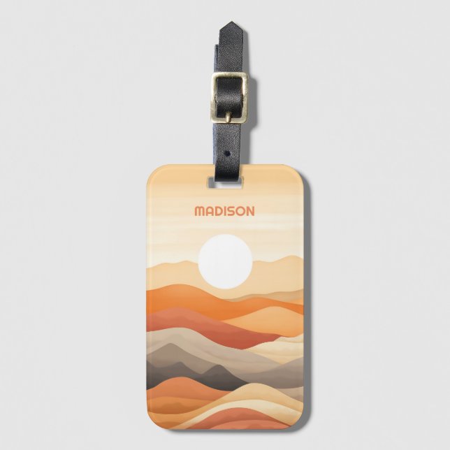 Custom Name Abstract Landscape Illustration Luggage Tag (Front Vertical)