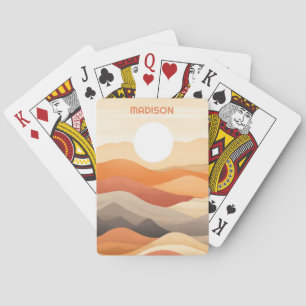 Custom Name Abstract Landscape Illustration Playing Cards