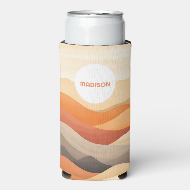 Custom Name Abstract Landscape Illustration Seltzer Can Cooler (Seltzer Front)