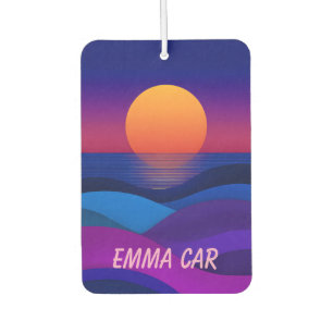 Custom Name Abstract Sunset Car Air Freshener