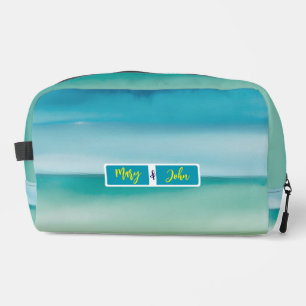 Custom Name Abstract Watercolor Ocean Horizon Art Dopp Kit