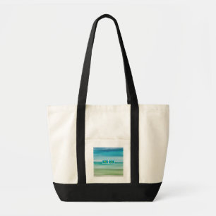 Custom Name Abstract Watercolor Ocean Horizon Art Tote Bag