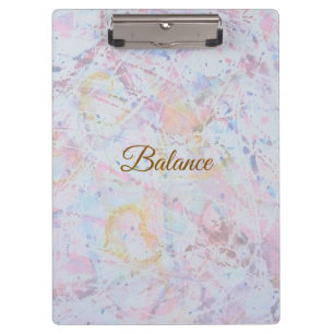 Custom Name Abstract Watercolor Pastel Splatter Clipboard