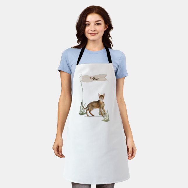 Custom Name Abyssinian Cat Pet Apron (Worn)