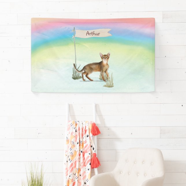 Custom Name Abyssinian Cat Pet Banner (Insitu)