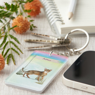 Custom Name Abyssinian Cat Pet Key Ring
