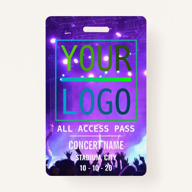 Custom name acess all access pass concert ID badge (Front)