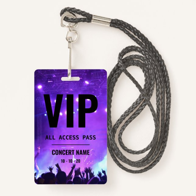 Custom name acess all access pass concert ID badge (Front with Lanyard)
