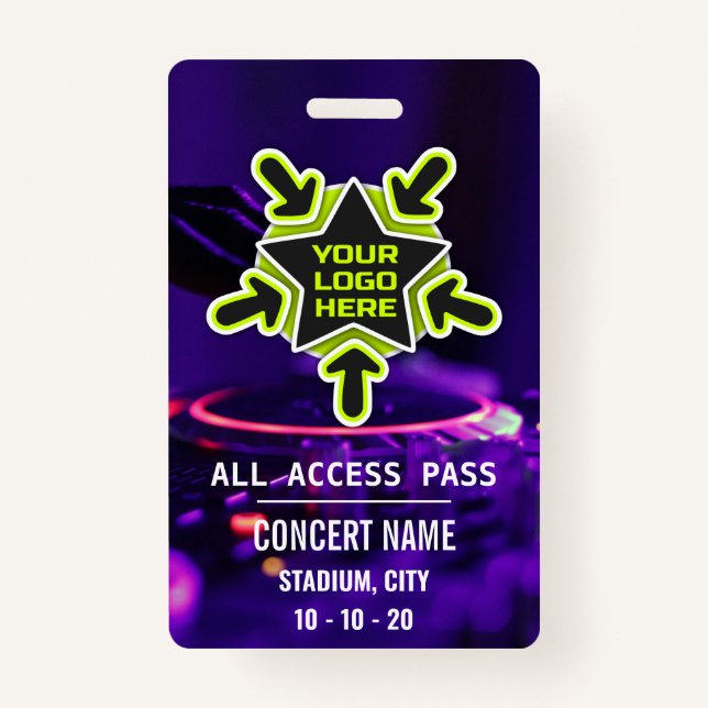 Custom name acess all access pass concert ID badge (Front)
